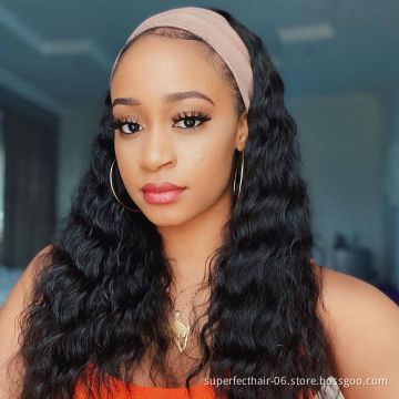 Wholesale Cuticle Aligned Virgin Hair Vendors Curly Headband Wigs For Black Women Indian Loose Deep Wave Headband Wig Human Hair